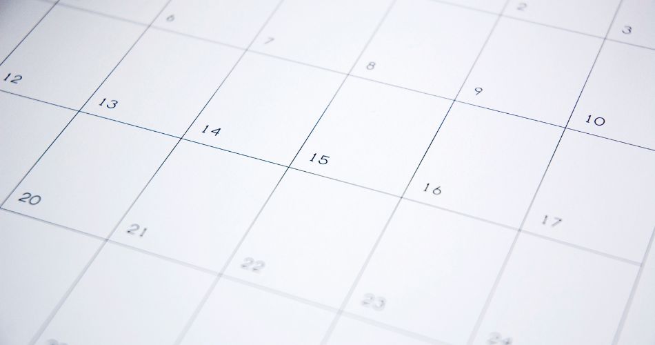 A blank page of a monthly calendar.